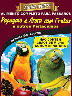 Papagaio e Arara com Frutas e Outros Psitacídeos - Linha Nobre - Raposo Nutrição