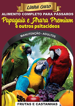 Papagaio e Arara Premium e Outros Psitacídeos - Linha Ouro - Raposo Nutrição